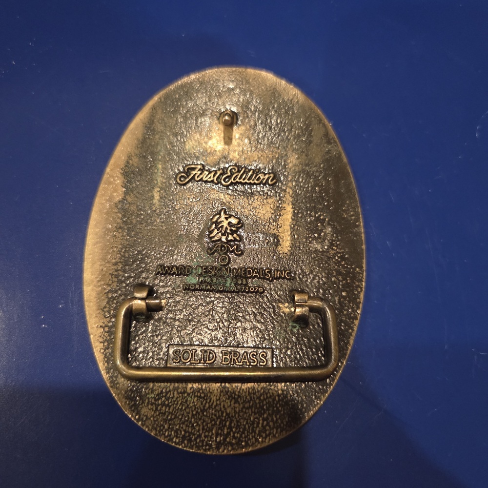Vintage Florida Sunshine State Belt Buckle Brass State Seal Alligator - Picture 4 of 4
